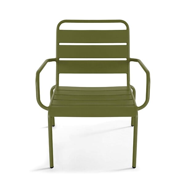 OVIALA - Fauteuil de jardin bas relax acier vert kaki - Palavas - large