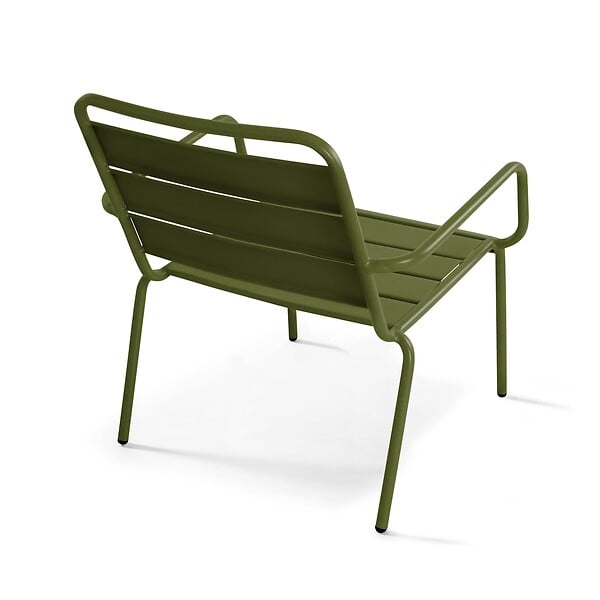 OVIALA - Fauteuil de jardin bas relax acier vert kaki - Palavas - large