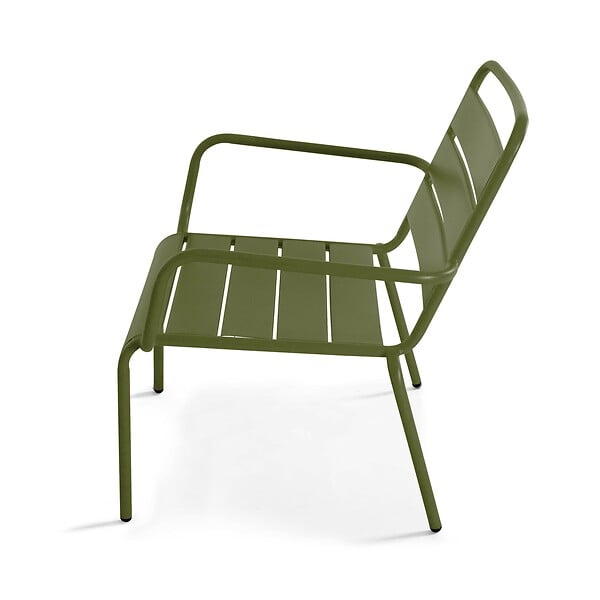 OVIALA - Fauteuil de jardin bas relax acier vert kaki - Palavas - large