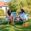 OVIALA - Lot de 2 bains de soleil inclinable avec roues vert cactus - Olmeta - vignette