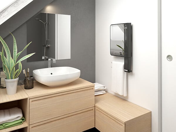 THERMOR - Radiateur sèche serviettes - Illico 3 - Avec soufflerie - 1800W - Miroir - large