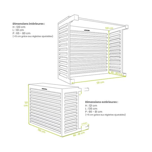 DECOCLIM - Cache unité extérieure en aluminium brun argile taille XL - DECOCLIM - 23AXL8003 - large