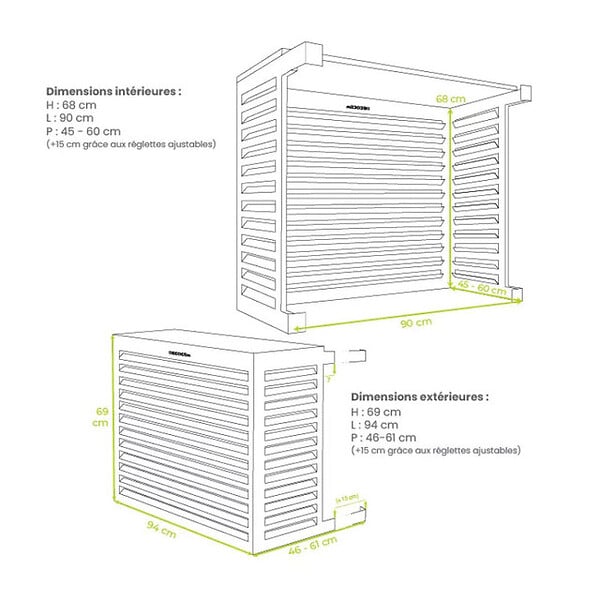 DECOCLIM - Cache unité extérieure en aluminium blanc crème taille S - DECOCLIM - 23AS9001 - large