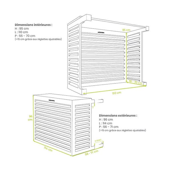 DECOCLIM - Cache unité extérieure en aluminium blanc crème taille L - DECOCLIM - 23AL9001 - large