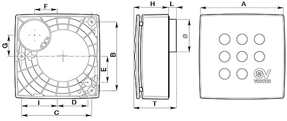 VORTICE - Extract centri mural timer ø100 90m3/h - large