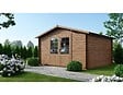 ALTANKA - Abri de jardin en bois - 15.2m2 - 3.9x3.9m - Traité - Ep. 34mm - Couleur: marron - DOM563 - vignette