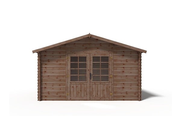 ALTANKA - Abri de jardin en bois - 15.2m2 - 3.9x3.9m - Traité - Ep. 34mm - Couleur: marron - DOM563 - large