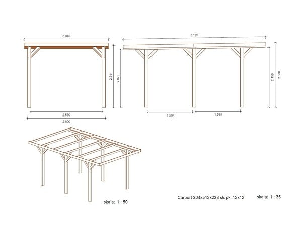 ALTANKA - Carport, abri de voiture  3.04x5.12 m - 15.56 m2 - CAR10 - large