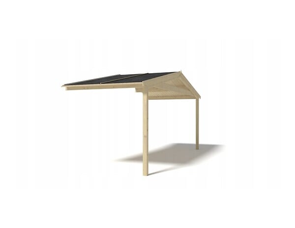 ALTANKA - Avant-toit en bois 5x2m pour le chalet de jardin 5m, couleur naturel - DOM600 - large
