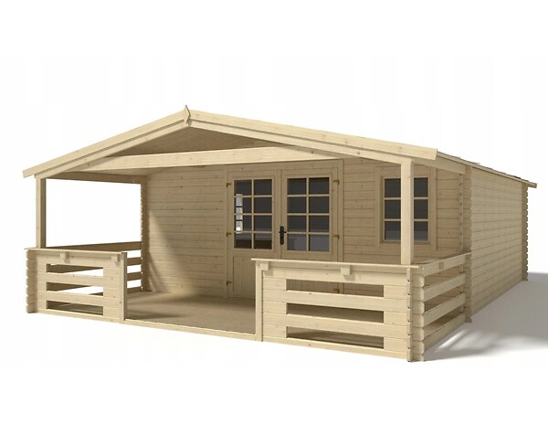 ALTANKA - Avant-toit en bois 5x2m pour le chalet de jardin 5m, couleur naturel - DOM600 - large