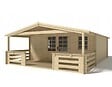 ALTANKA - Avant-toit en bois 5x2m pour le chalet de jardin 5m, couleur naturel - DOM600 - vignette