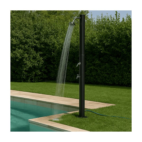 KZ GARDEN - Douche Solaire Extérieure 20L Hauteur 217cm 3.5Bar Ø 15cm Noir Pommeau et Mitigeur Chromés Douche de Jardin Piscine Plage KZ - large