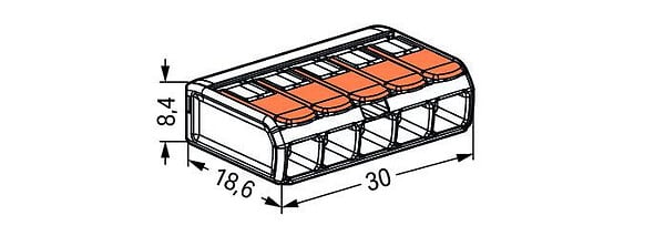 WAGO - Lot de 25 bornes WAGO 221 Mini 5x4mm² à leviers souple & rigide - large
