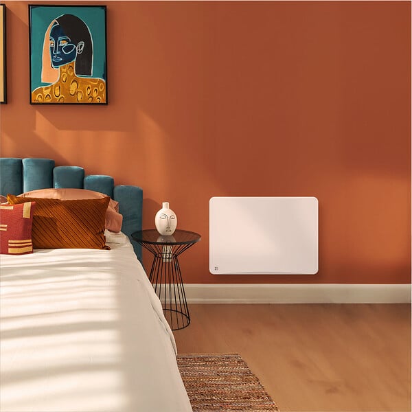BESTHERM - Radiateur électrique fixe à inertie sèche céramique - BESTHERM - OVEO 1000W - Thermostat interchangeable - horizontal blanc - NF - large