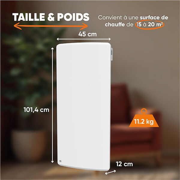 BESTHERM - Radiateur électrique fixe à inertie sèche céramique - BESTHERM - ARIA 2000W  - vertical blanc - large