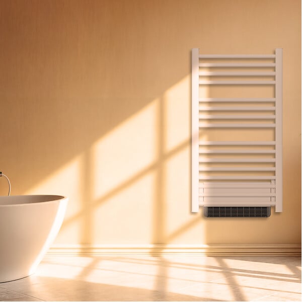 BESTHERM - Sèche-serviette électrique sans fluide avec soufflerie - BESTHERM - HESTIA 500 + 1000W - blanc - large