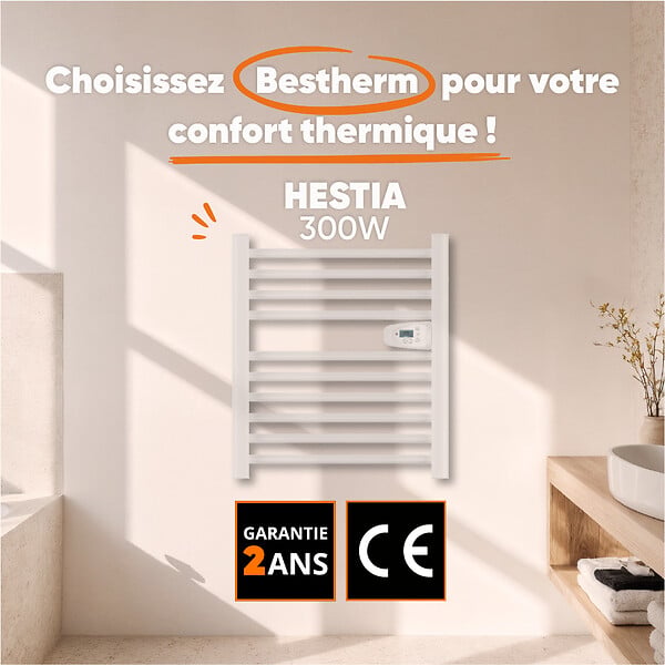 BESTHERM - Sèche-serviette électrique sans fluide - BESTHERM - HESTIA 300W - blanc - large