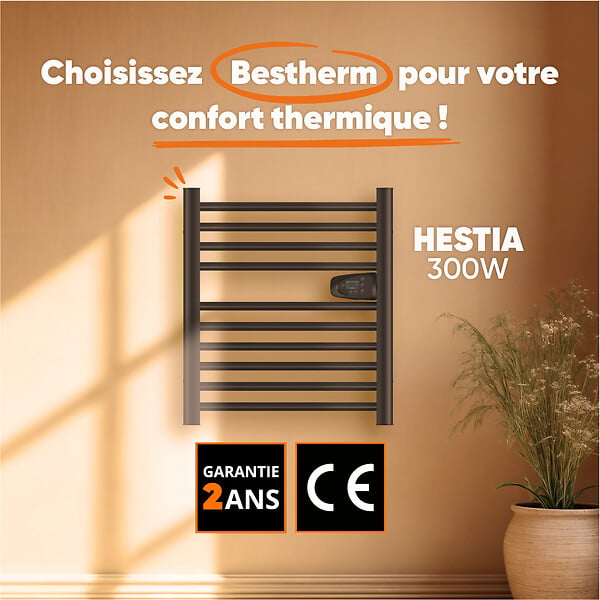 BESTHERM - Sèche-serviette électrique sans fluide - BESTHERM - HESTIA 300W - noir - large