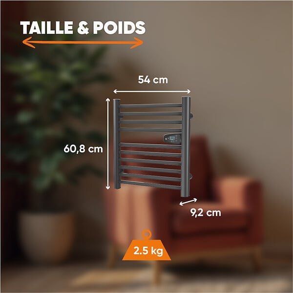 BESTHERM - Sèche-serviette électrique sans fluide - BESTHERM - HESTIA 300W - noir - large