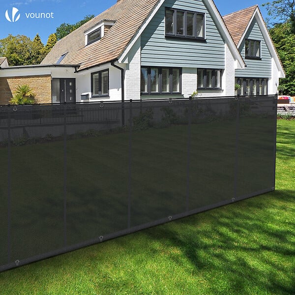VOUNOT - Brise vue occultant en HDPE 90g/m² 1x10m avec attaches de fixation anthracite - large