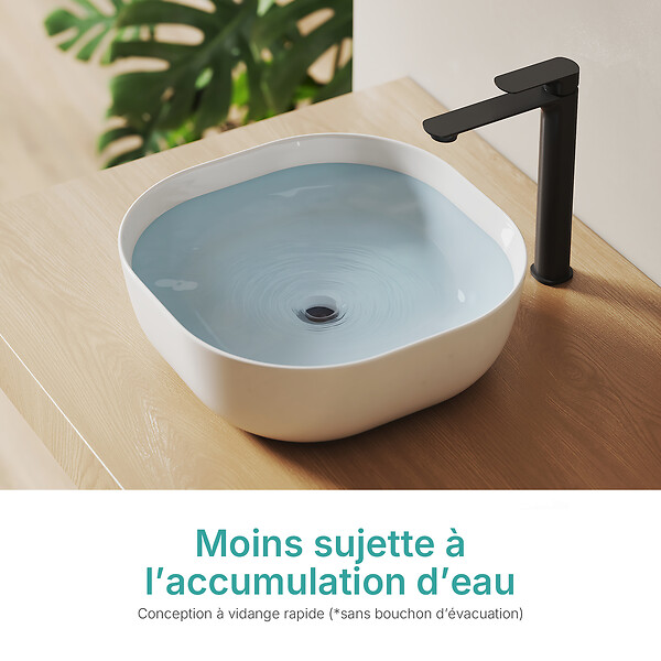 EMKE - EMKE Vasque à poser céramique 415×415×145 mm, Lavabo salle de bain carré, Lavabo en céramique blanc brillant - large