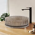 EMKE - EMKE Vasque à Poser en Verre Cristal 400 × 400 ×120 mm, Rond, Lavabo en Verre Transparent Gris - vignette
