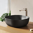 EMKE - EMKE Vasque à poser céramique 415×415×145 mm, Lavabo salle de bain carré, Lavabo en céramique noir mat - vignette