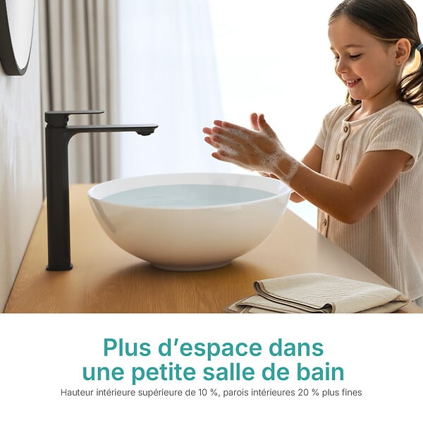 EMKE - EMKE Vasque à Poser en céramique 415 × 415 ×155 mm, Lavabo salle de bain Ronde, Lavabo à poser blanc brillant - large