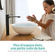 EMKE - EMKE Vasque à Poser en céramique 415 × 415 ×155 mm, Lavabo salle de bain Ronde, Lavabo à poser blanc brillant - vignette