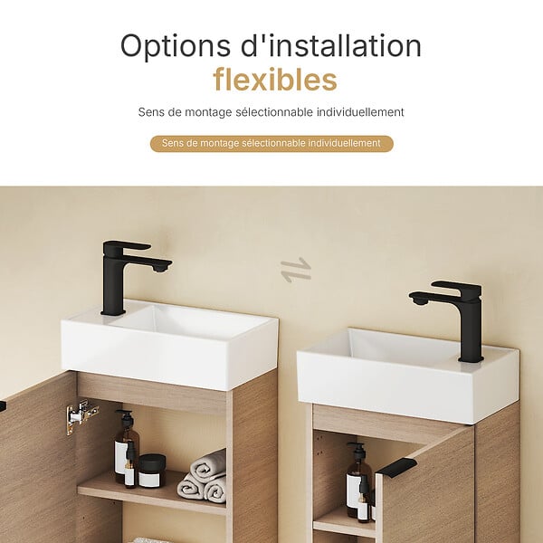 EMKE - EMKE Meuble de Salle de Bain Suspendu avec Vasque en Céramique, Meuble Vasque Chêne Doré Mat 417x240x646 mm pour Salle de Bains & WC - large