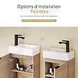 EMKE - EMKE Meuble de Salle de Bain Suspendu avec Vasque en Céramique, Meuble Vasque Chêne Doré Mat 417x240x646 mm pour Salle de Bains & WC - vignette