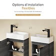 EMKE - EMKE Meuble de Salle de Bain Suspendu avec Vasque en Céramique, Meuble Vasque Gris Grain de Bois 417x240x646 mm pour Salle de Bains & WC - vignette