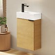EMKE - EMKE Meuble de Salle de Bain Suspendu avec Vasque en Céramique, Meuble Vasque Bois Naturel 417x240x646 mm pour Salle de Bains & WC - vignette