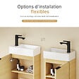 EMKE - EMKE Meuble de Salle de Bain Suspendu avec Vasque en Céramique, Meuble Vasque Bois Naturel 417x240x646 mm pour Salle de Bains & WC - vignette
