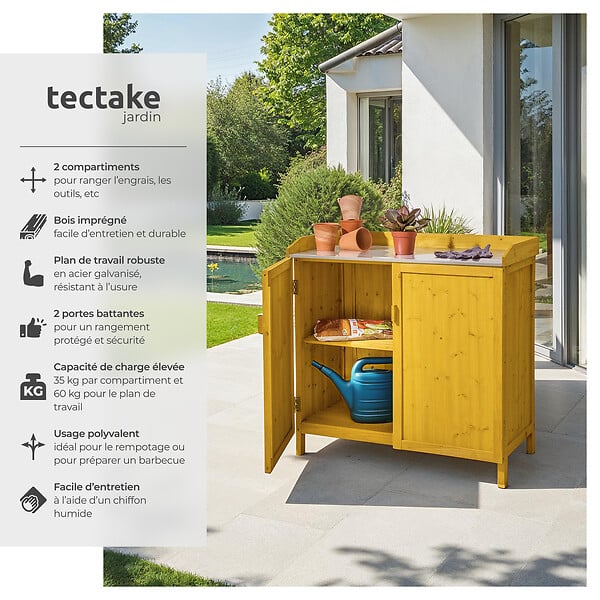 TECTAKE - Armoire de jardin basse marron - large