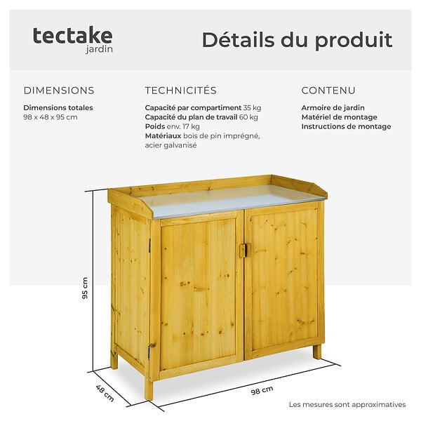 TECTAKE - Armoire de jardin basse marron - large