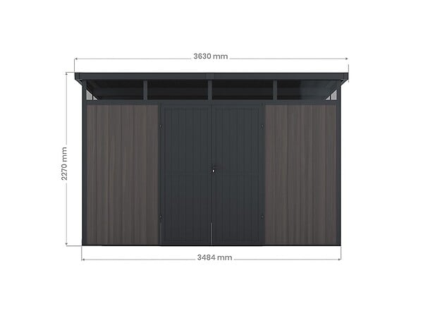 DIRECT-ABRIS - Abri de Jardin Bois Composite 7,5m2 Gris 363x223x227cm EVORA - Cabane a Outils - Local a Vélo - large