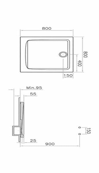 VITRA - Receveur de douche ARKITEKT carré 90x90cm antidérapant - VITRA - 5806L003M0578 - large