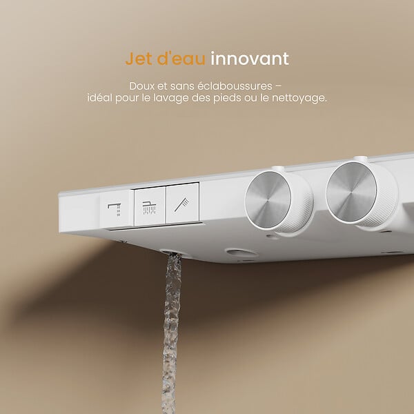 EMKE - EMKE Colonne de douche Blanc avec plaque de 40 cm, douche à effet pluie de 36 cm, douchette à main avec 4  in 1 jets Système de douche - large