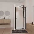 AURLANE - Porte de douche Pivotante Noir 80-90x185cm - Extensible de 78 à 90 cm - BLACK SLIDE 80 90 - vignette