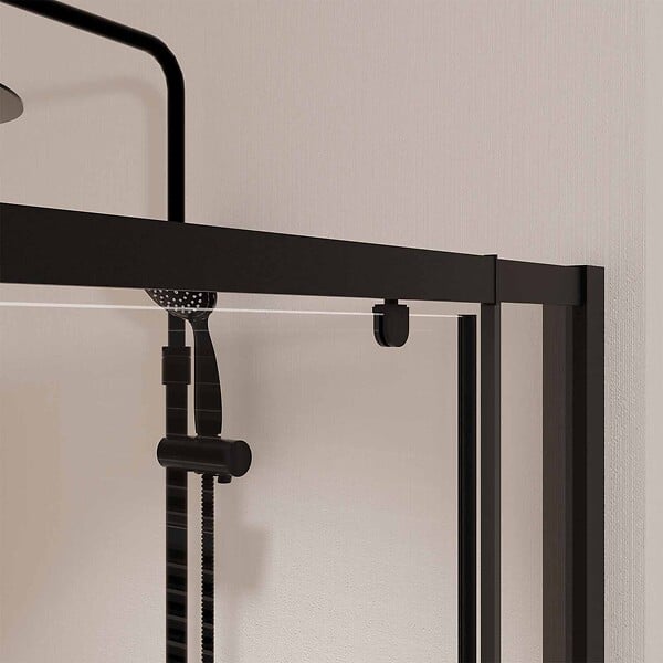 AURLANE - Porte de douche Pivotante Noir 80-90x185cm - Extensible de 78 à 90 cm - BLACK SLIDE 80 90 - large