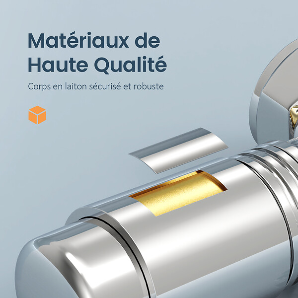 EMKE - EMKE Robinet de Radiateur, Robinet Thermostatique pour Radiateur avec Contrôleur de Température, Chrome - large