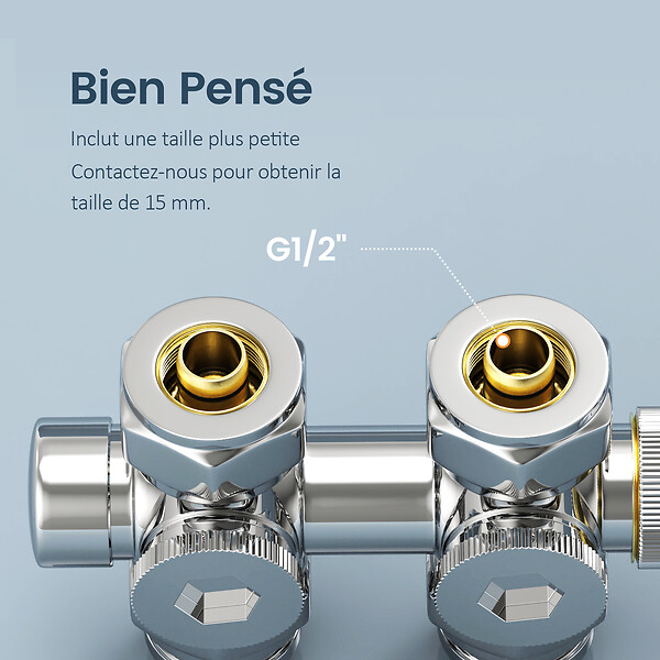 EMKE - EMKE Robinet de Radiateur, Robinet Thermostatique pour Radiateur avec Contrôleur de Température, Chrome - large