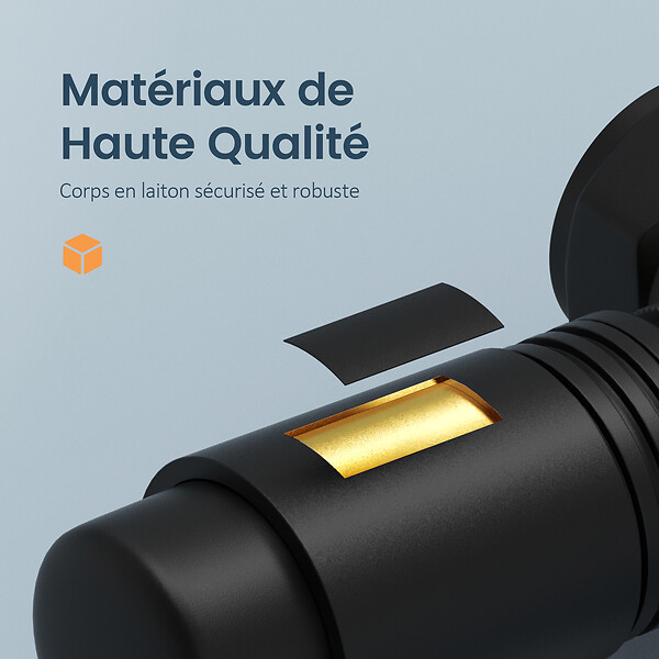EMKE - EMKE Robinet de Radiateur, Robinet Thermostatique pour Radiateur avec Contrôleur de Température, Noir Mat - large
