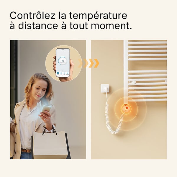 EMKE - EMKE Élément Chauffant Électrique 900W  avec Thermostat, pour sèche-Serviettes, radiateur électrique de Salle de Bain, Blanc - large