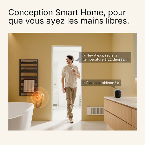 EMKE - EMKE Élément Chauffant Électrique 1200W  avec Thermostat, pour sèche-Serviettes, radiateur électrique de Salle de Bain, Anthracite - large