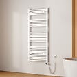 EMKE - EMKE Sèche-Serviettes électrique avec WiFi Thermostat, 1400x 600 mm, Radiateur seche Serviette Electrique Salle de Bain, Blanc, 600W - vignette