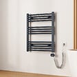 EMKE - EMKE Sèche-Serviettes électrique avec WiFi Thermostat, 750x 600 mm, Radiateur seche Serviette Electrique Salle de Bain, Anthracite, 300W - vignette