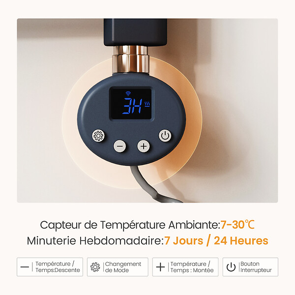 EMKE - EMKE Sèche-Serviettes électrique avec WiFi Thermostat, 750x 600 mm, Radiateur seche Serviette Electrique Salle de Bain, Anthracite, 300W - large