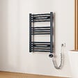 EMKE - EMKE Sèche-Serviettes électrique avec WiFi Thermostat, 750x 500 mm, Radiateur seche Serviette Electrique Salle de Bain, Anthracite, 300W - vignette